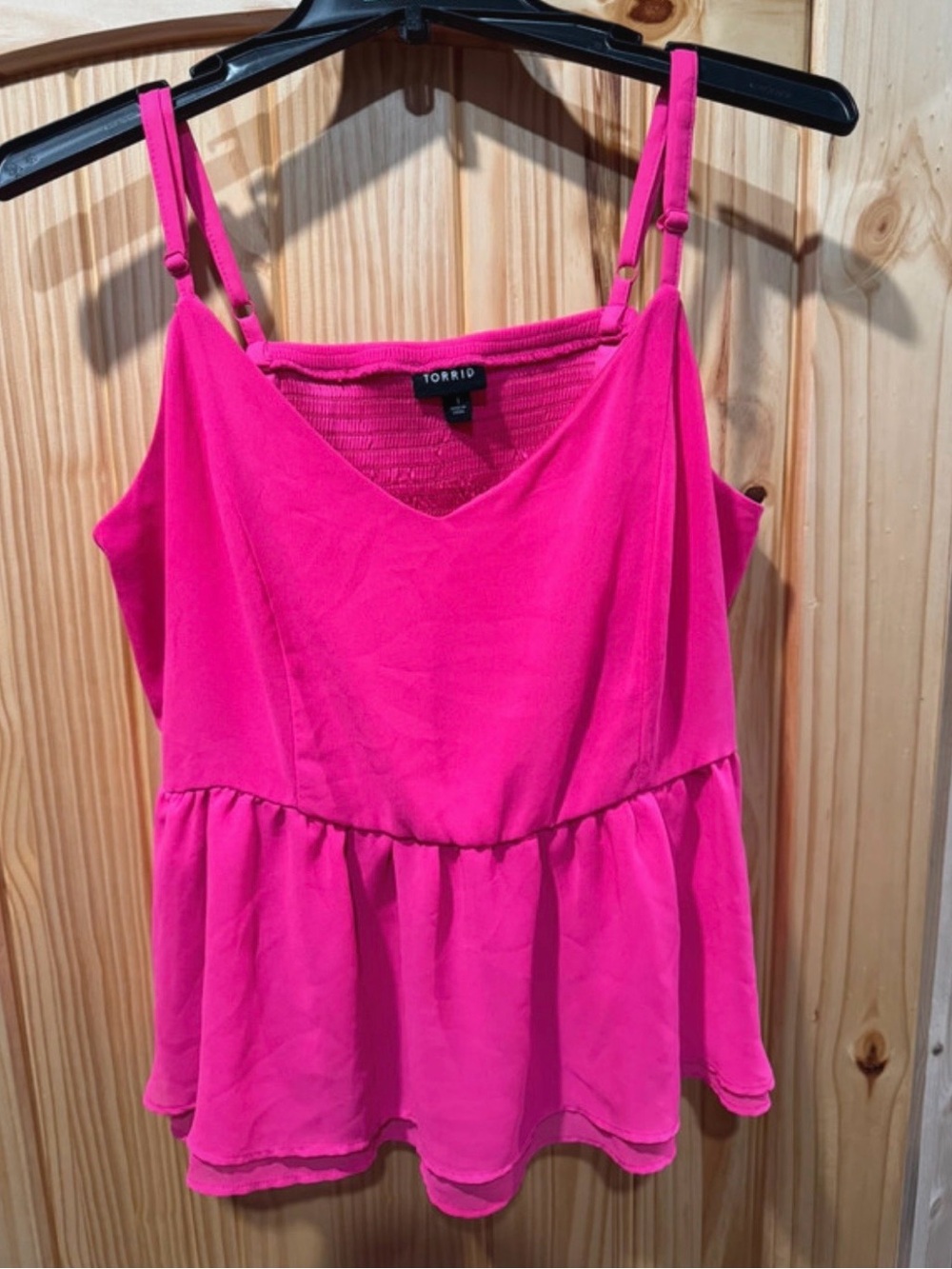 torrid Hot Pink Peplum Cami with Adjustable Straps